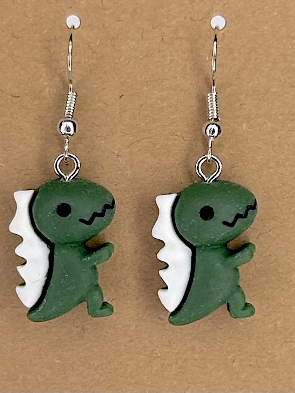 Green Dinosaur Reptile Earrings - Cute Dino Fashion Jewelry